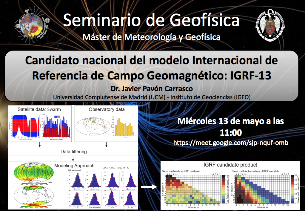 Seminario de Geofísica: Candidato nacional del modelo Internacional de Referencia de Campo Geomagnético: IGRF-13